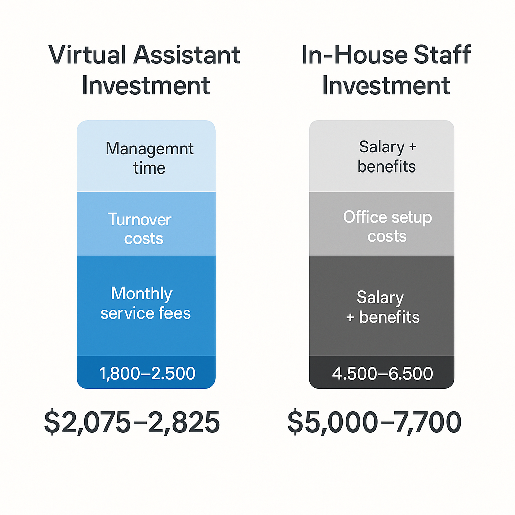 Comprehensive cost comparison between virtual assistants and in-house staff for real estate professionals